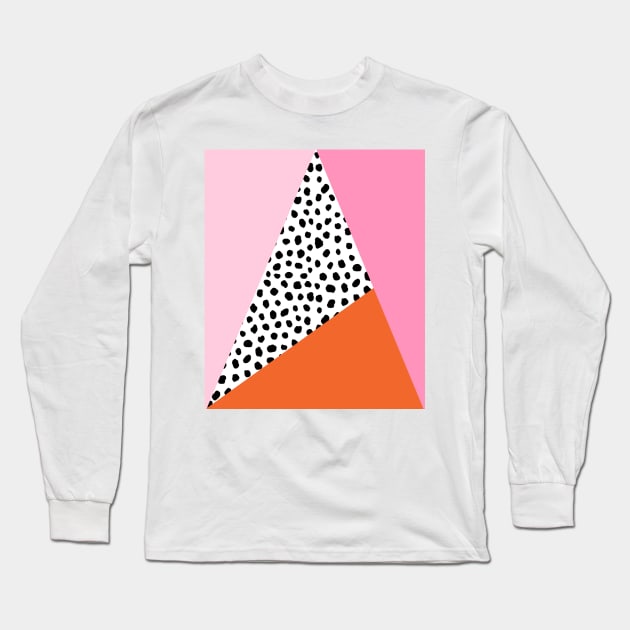 Pink and Orange Colour Block Geometric Long Sleeve T-Shirt by OneThreeSix